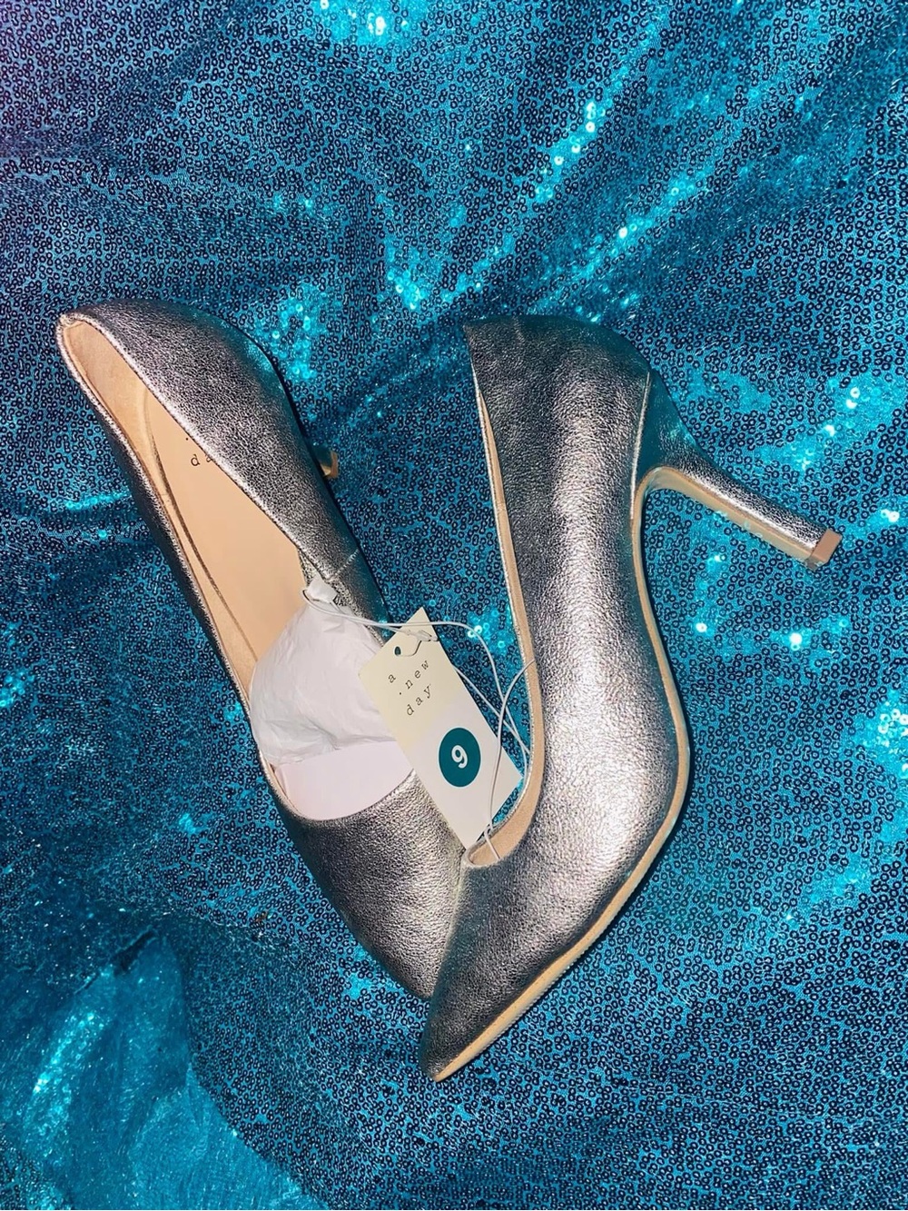 a new day Metallic Silver Pointed-Toe Stiletto Pumps
